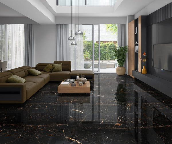 Pallet Deal: 62 Tiles (44 sq.m) Black & Gold Marble Effect Porcelain Polished 60x120cm Wall & Floor Tile