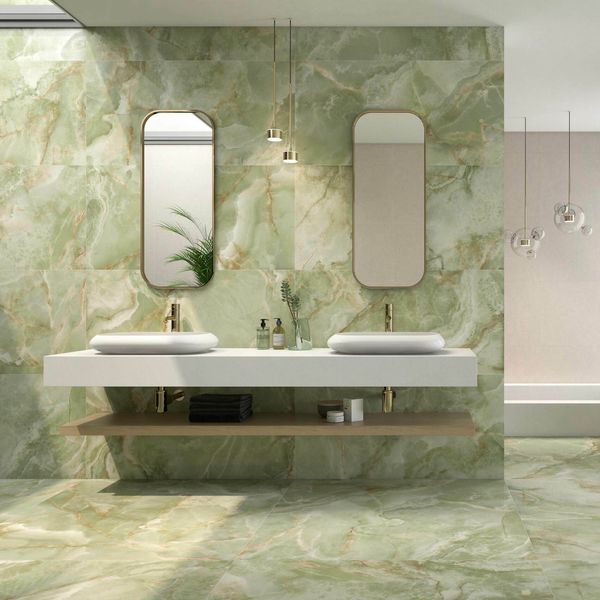 Pamesa Spain Lux Noor Onyx Green Polished 60x120cm Porcelain Wall and Floor Tile - TILES Paradise