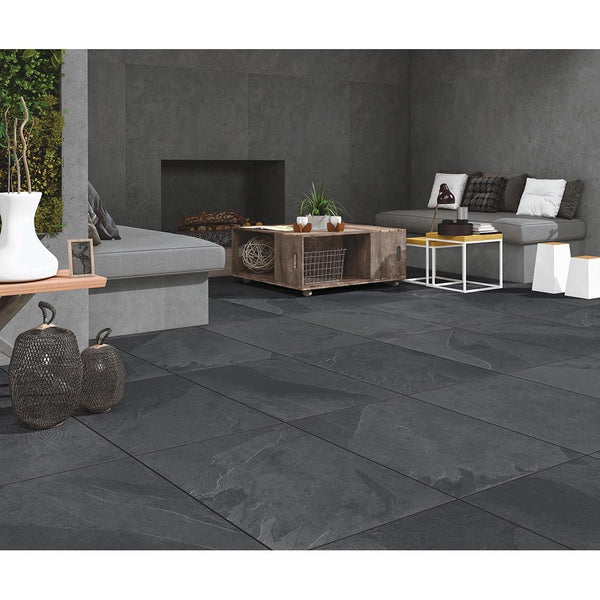 Paradise Paver Black 60cmx90cmx20mm Matt Outdoor and Garden Tile