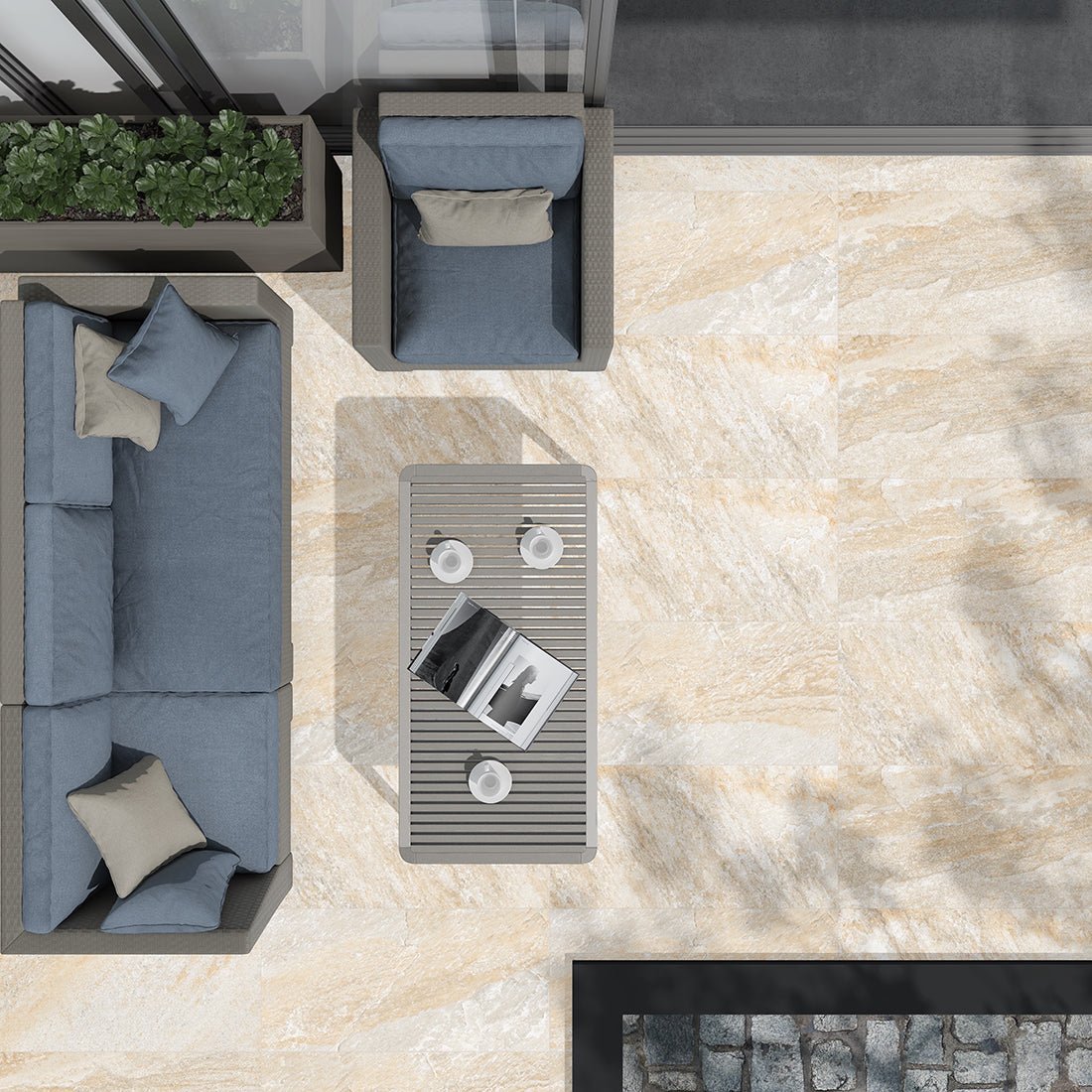 Paradise Paver Gold Beige 40cmx80cmx20mm Matt Outdoor and Garden Tile - TILES Paradise