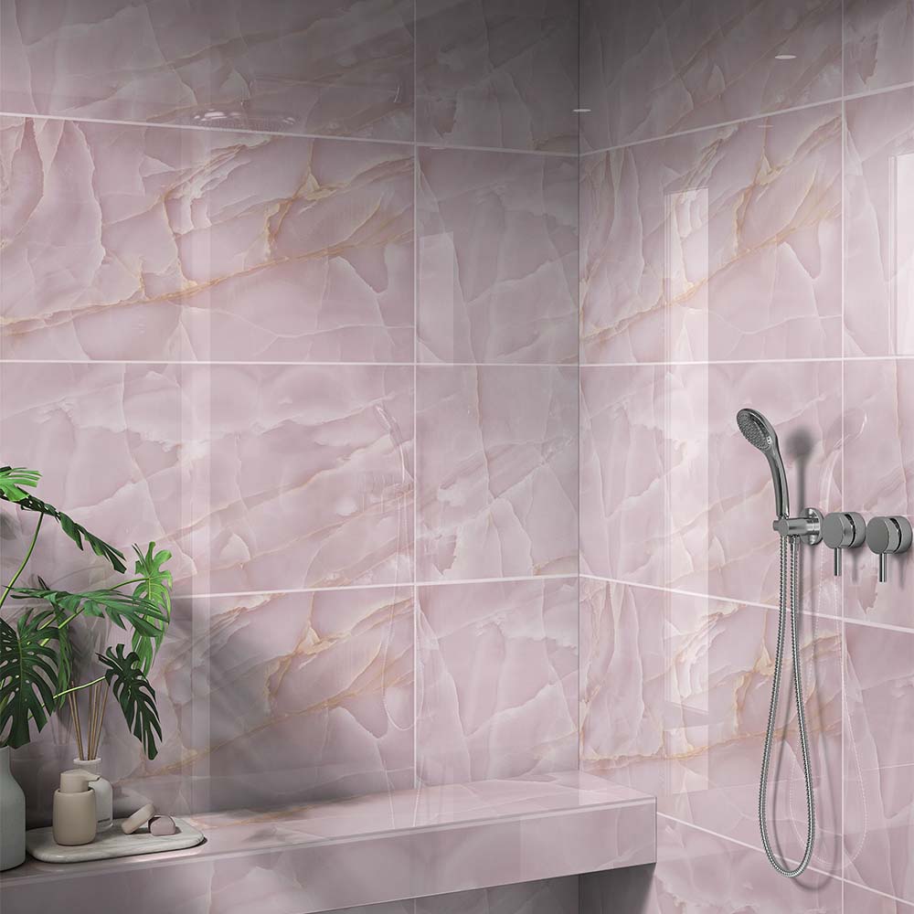 Persian Onyx Pink Gloss Porcelain Tiles 60x120cm Wall & Floor Tile - TILES Paradise