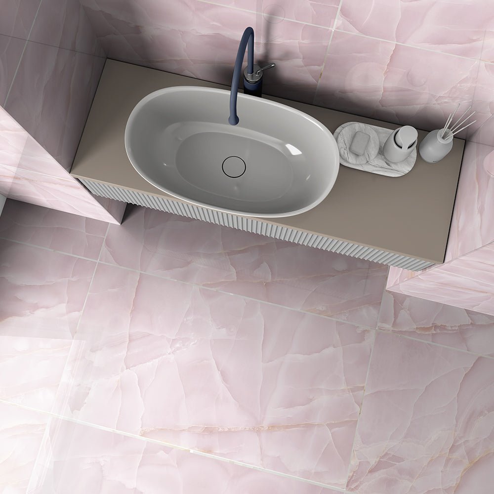 Persian Onyx Pink Gloss Porcelain Tiles 60x120cm Wall & Floor Tile - TILES Paradise