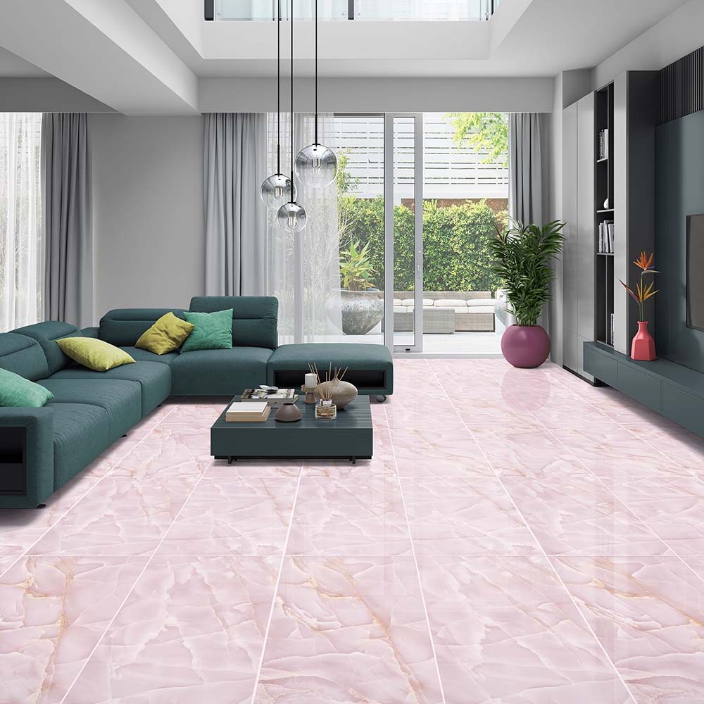 Persian Onyx Pink Gloss Porcelain Tiles 60x120cm Wall & Floor Tile - TILES Paradise