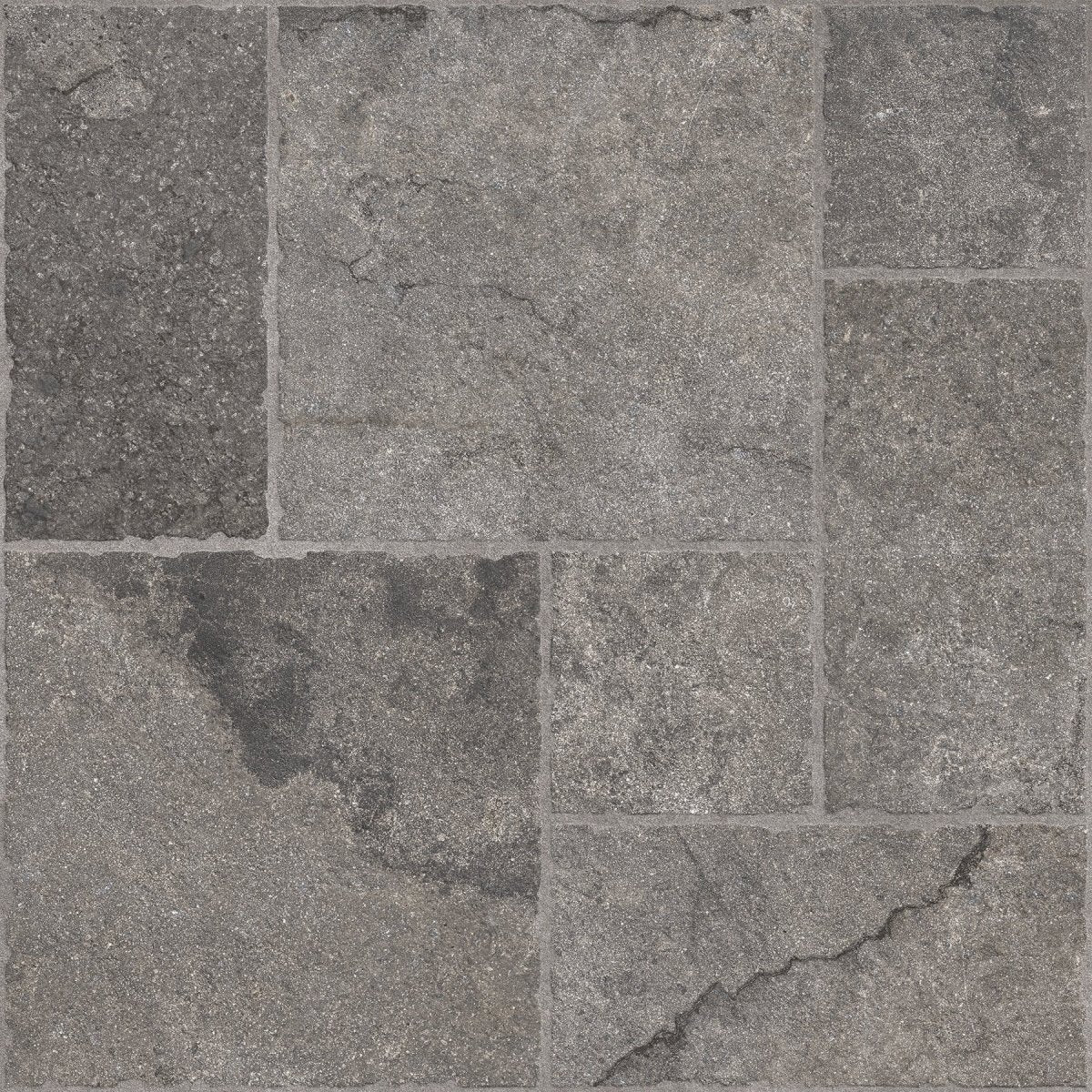 Portland Black Flagstone Effect Matt Full Body Porcelain 60x60cm Wall & Floor Tile - TILES Paradise