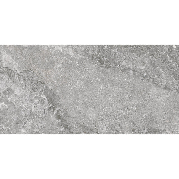Portland Silver Stone Effect Matt Porcelain Wall & Floor Tile 30x60cm R10