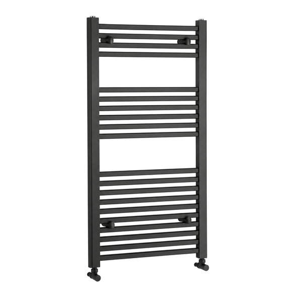Quadrello Matt Black Square Ladder Heated Towel Rail – 800x600mm
