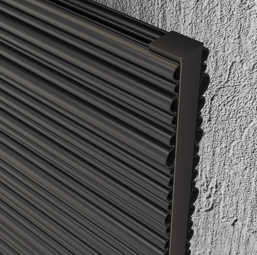 Quara Black Horizontal Aluminium Radiator – Double Panel – 575x479mm