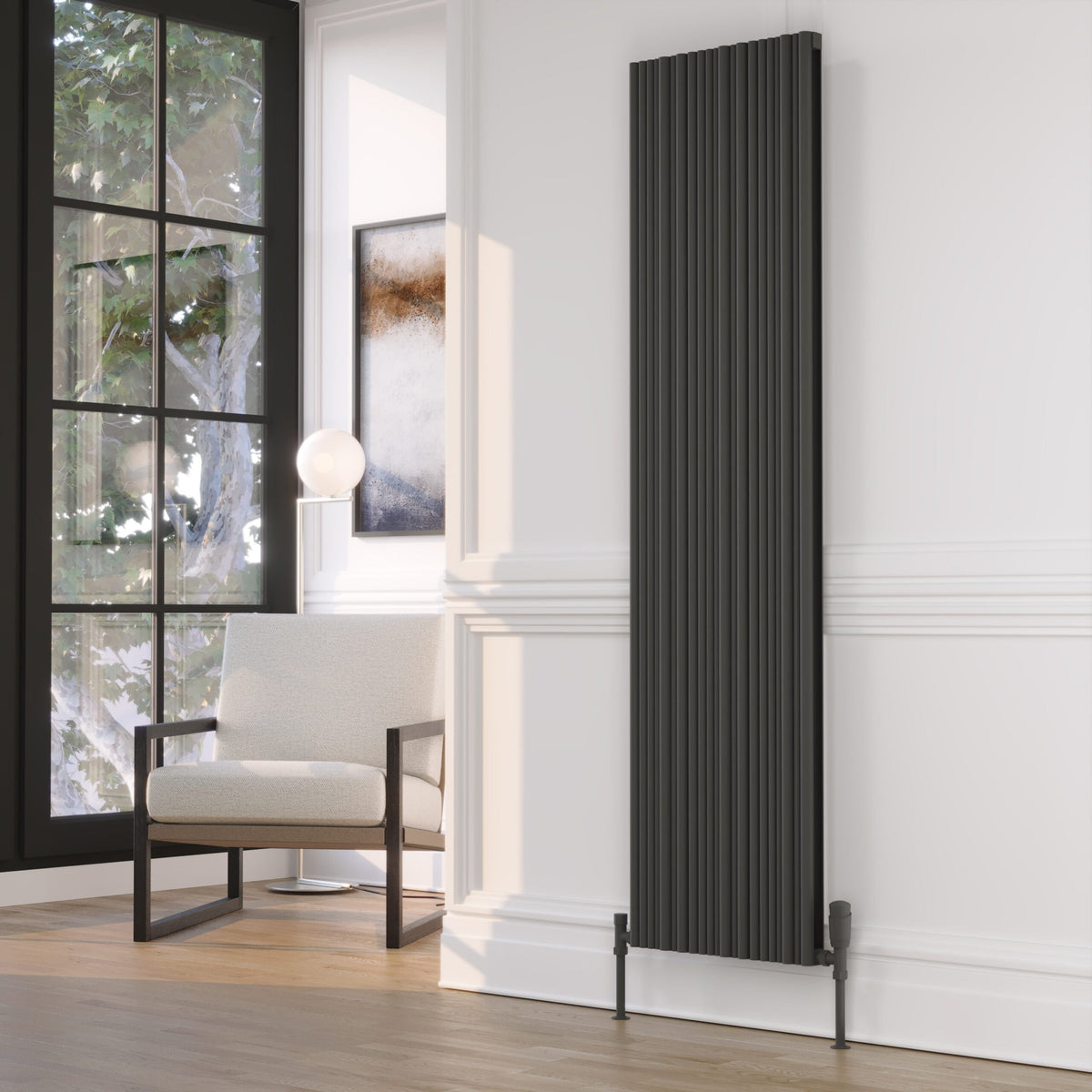 Quara Black Vertical Aluminium Radiator – Single Panel