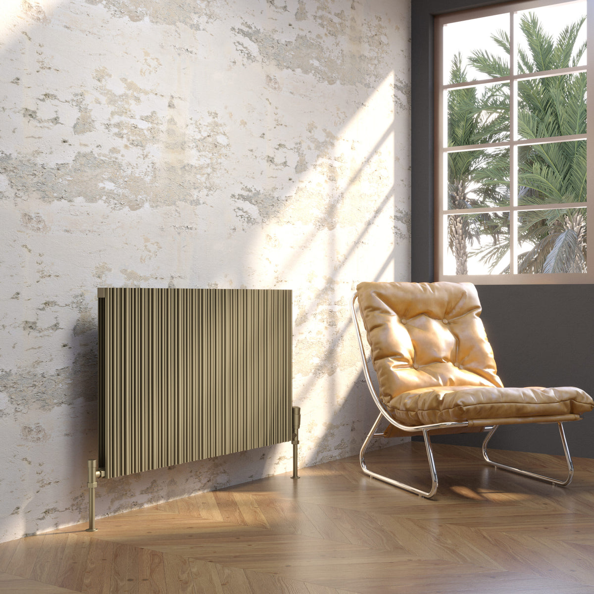 Quara Bronze Horizontal Aluminium Radiator – Single Panel – 575x719mm