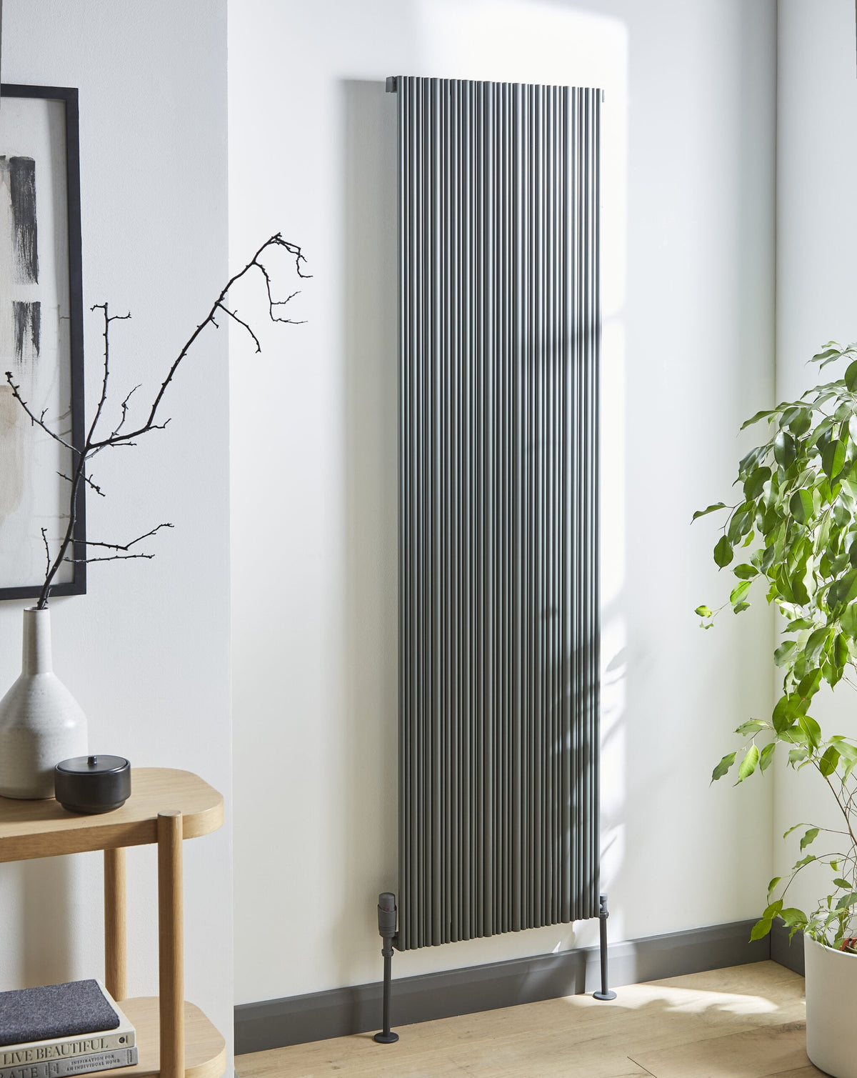 Quara Grey Vertical Aluminium Radiator – Single Panel – 1775x359mm
