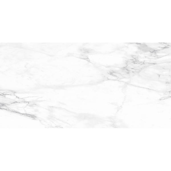 Real White Marble Effect Semi Polished Porcelain Wall & Floor Tile 60x120cm