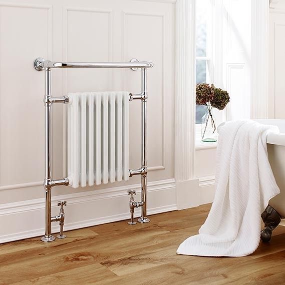 Reale Chrome & White Traditional Heated Towel Rail – 945x675mm