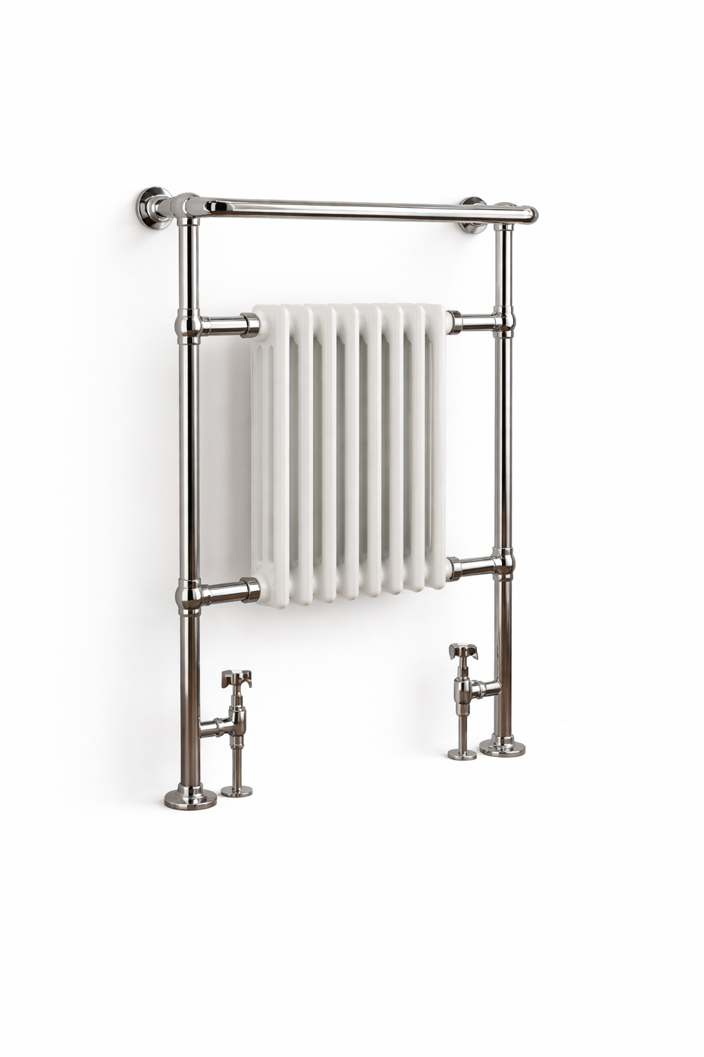 Reale Chrome & White Traditional Heated Towel Rail