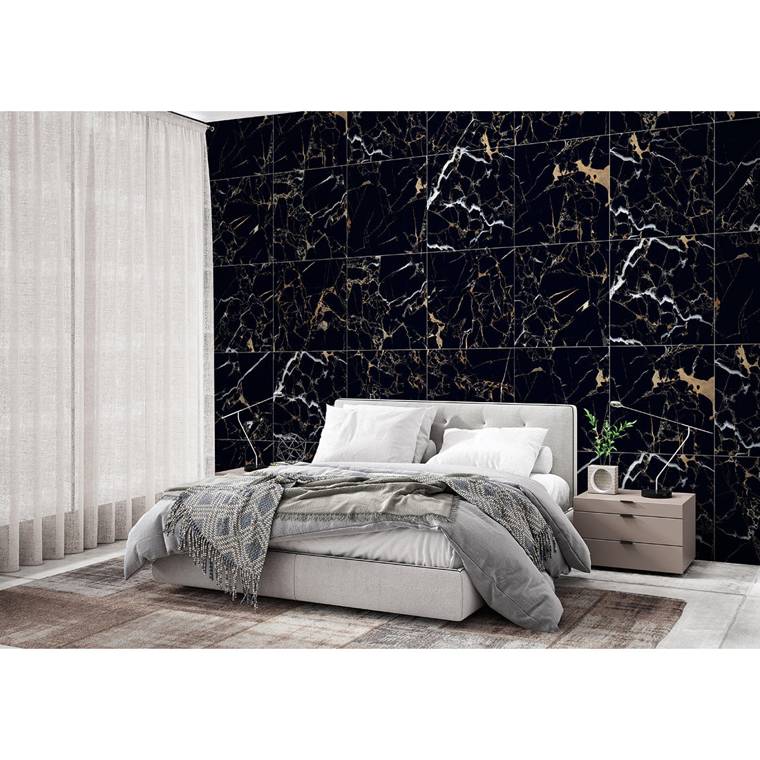 Midnight Black Matt Anti-slip 60x60cm Matt Porcelain Wall & Floor Tiles