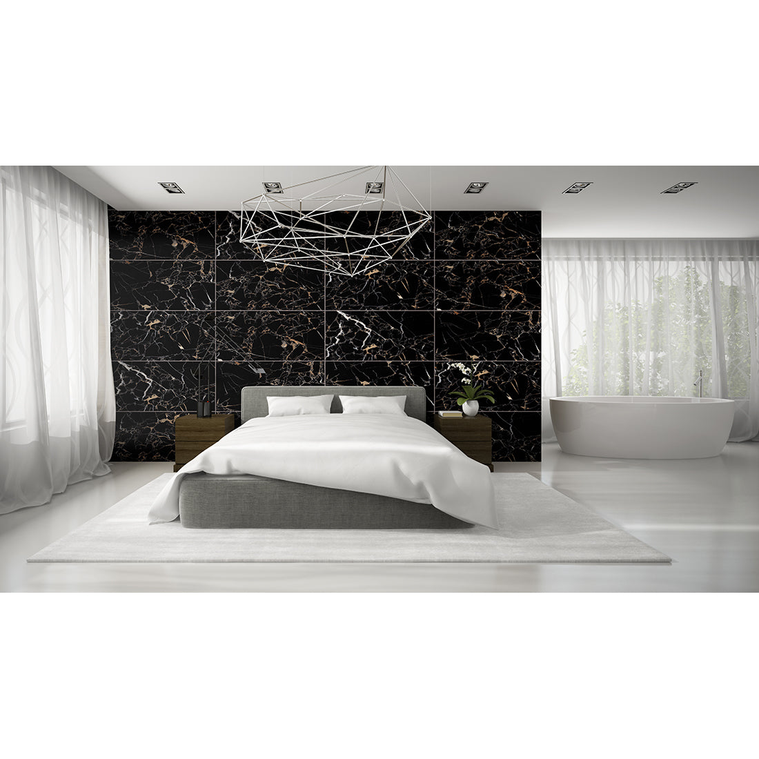Midnight Black Matt Anti-slip 60x120cm Matt Porcelain Wall & Floor Tiles