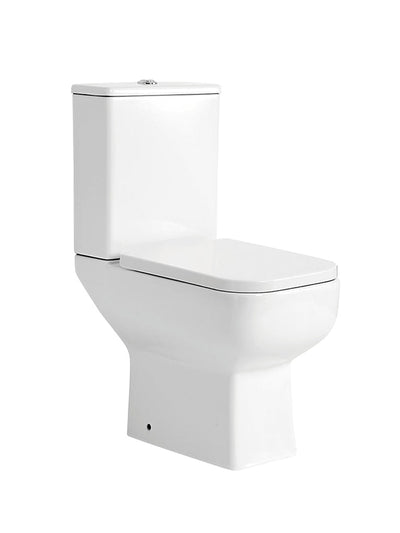 Rimless Antibacterial Close Coupled Toilet Open Back Soft Square with Slim Soft Close Seat – HYGENA Range - TILES Paradise