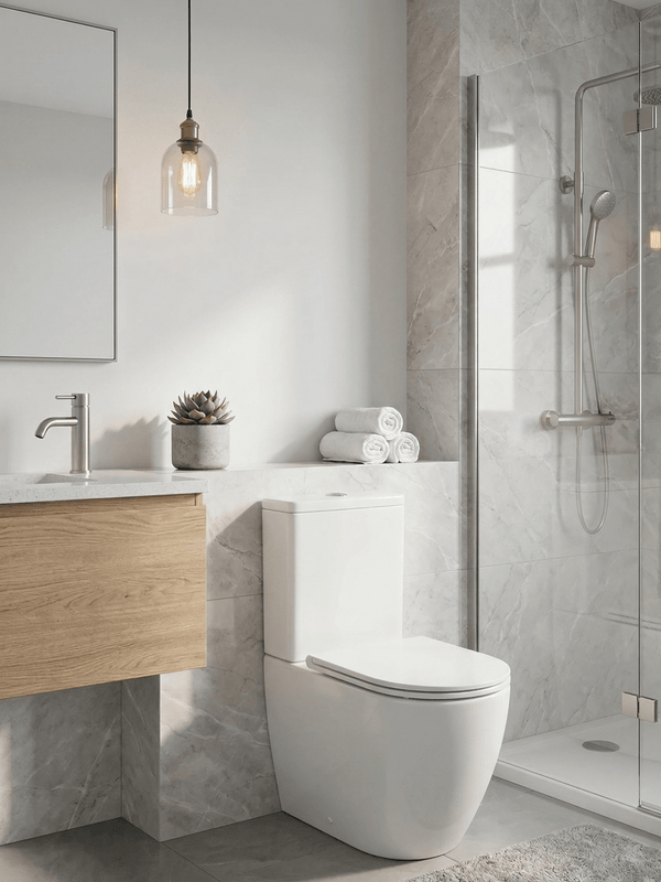 Rimless Close Coupled Toilet with Soft Close Seat – VELTOR Rimless Range