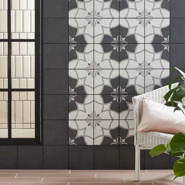 Victorian Crest Grey Matt 20x20cm Patterned Porcelain Wall & Floor Tiles