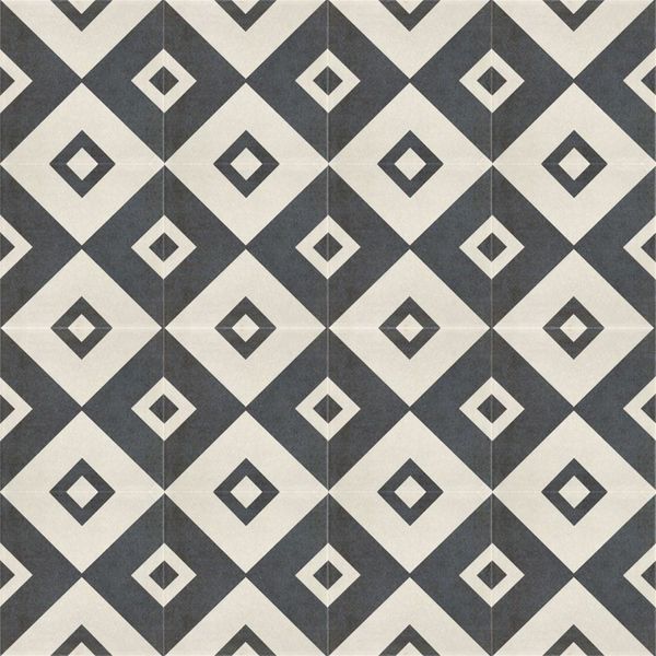 Victorian Vertex Grey Matt 20x20cm Patterned Porcelain Wall & Floor Tiles