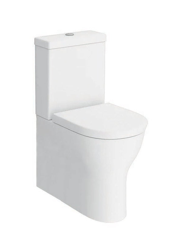 Round Rimless Comfort Height Fully Enclosed Close Coupled Toilet with Soft Close Seat – NOVERA Range