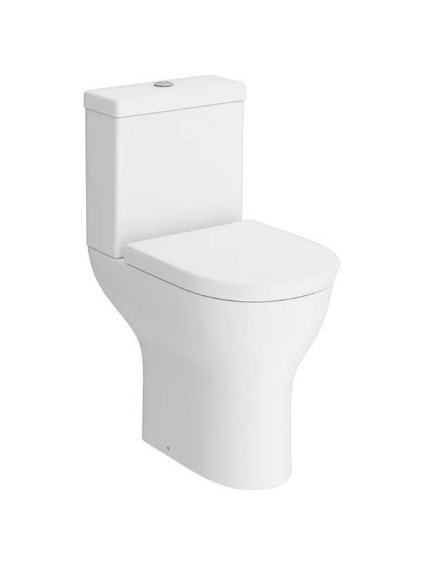 Round Rimless Comfort Height Open Back Close Coupled Toilet with Soft Close Seat – NOVERA Range