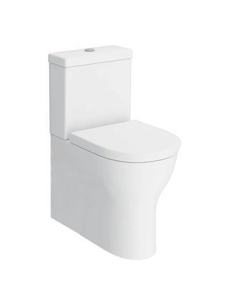 Round Rimless Fully Enclosed Close Coupled Toilet with Soft Close Seat – NOVERA Range - TILES Paradise
