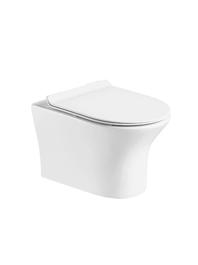 Round Rimless Wall Hung Toilet with Soft Close Seat – NOVERA Range - TILES Paradise