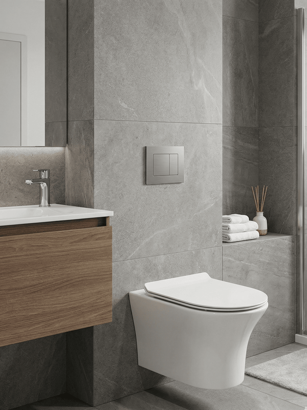 Round Rimless Wall Hung Toilet with Soft Close Seat – NOVERA Range