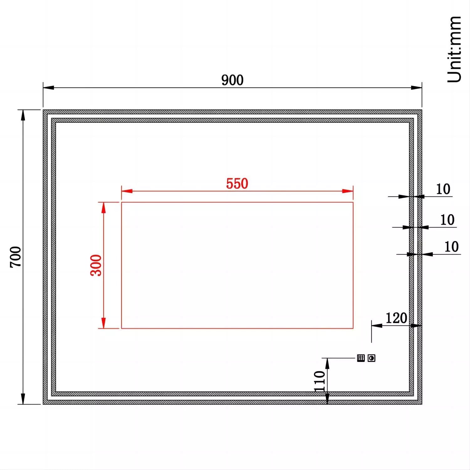 Velora Edge Glow LED Mirror – 600x500 / 900x700 / 1000x600mm, Tri-Colour Dimmable Light, Touch Sensor, Mains Powered