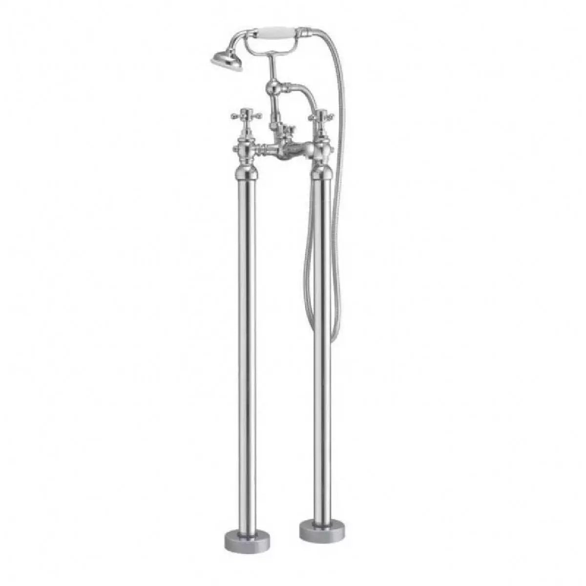 Drexon Victorian Freestanding Bath Mixer Tap with Handheld Shower – Chrome & White