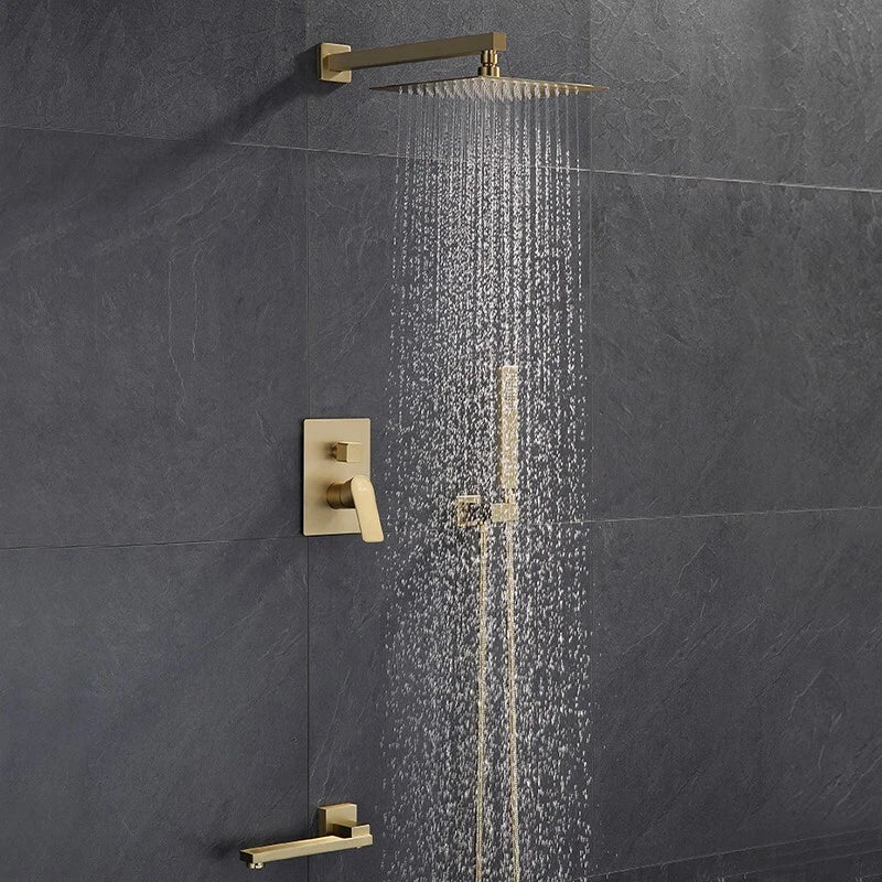 Aquari Gold Concealed Shower Set – 30cm Rainfall Head with Mixer Valve & Handheld Spray