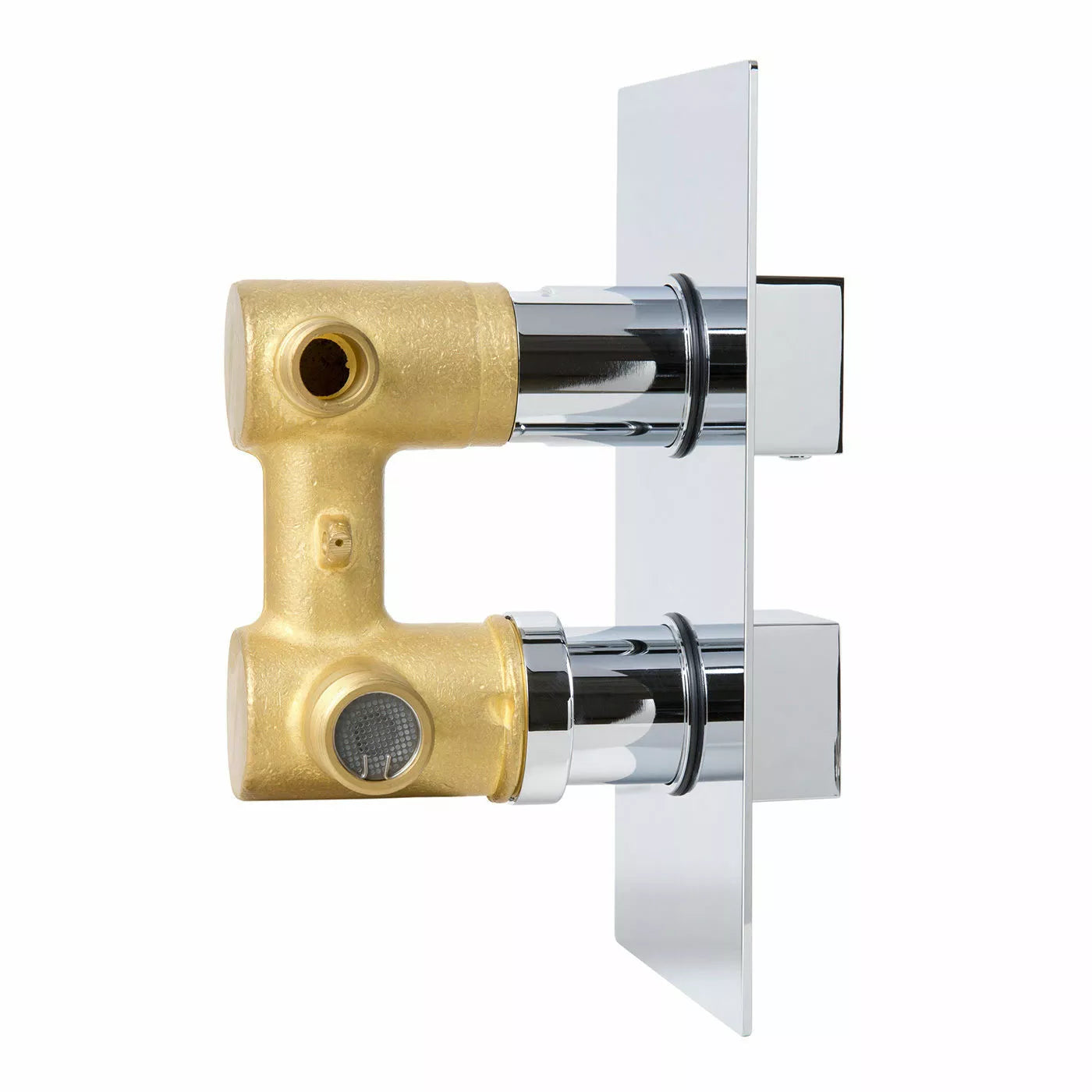 Aquari Concealed Chrome Thermostatic Shower Set – Square Rainfall Head, Handset & 2-Way Mixer Valve