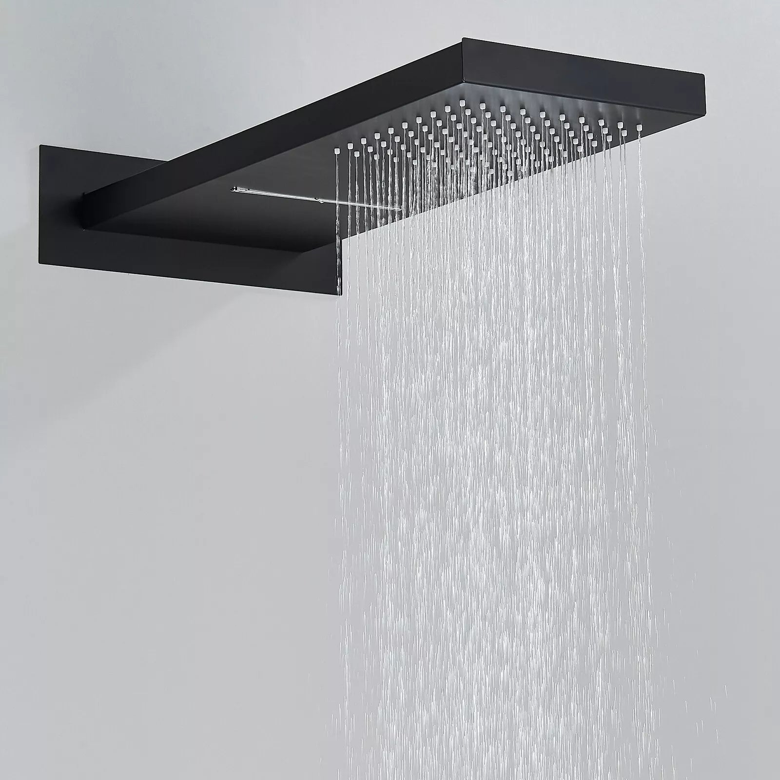 Aquari Matte Black Thermostatic Concealed Shower Set with 22x54cm Rainfall Head & Handheld Spray