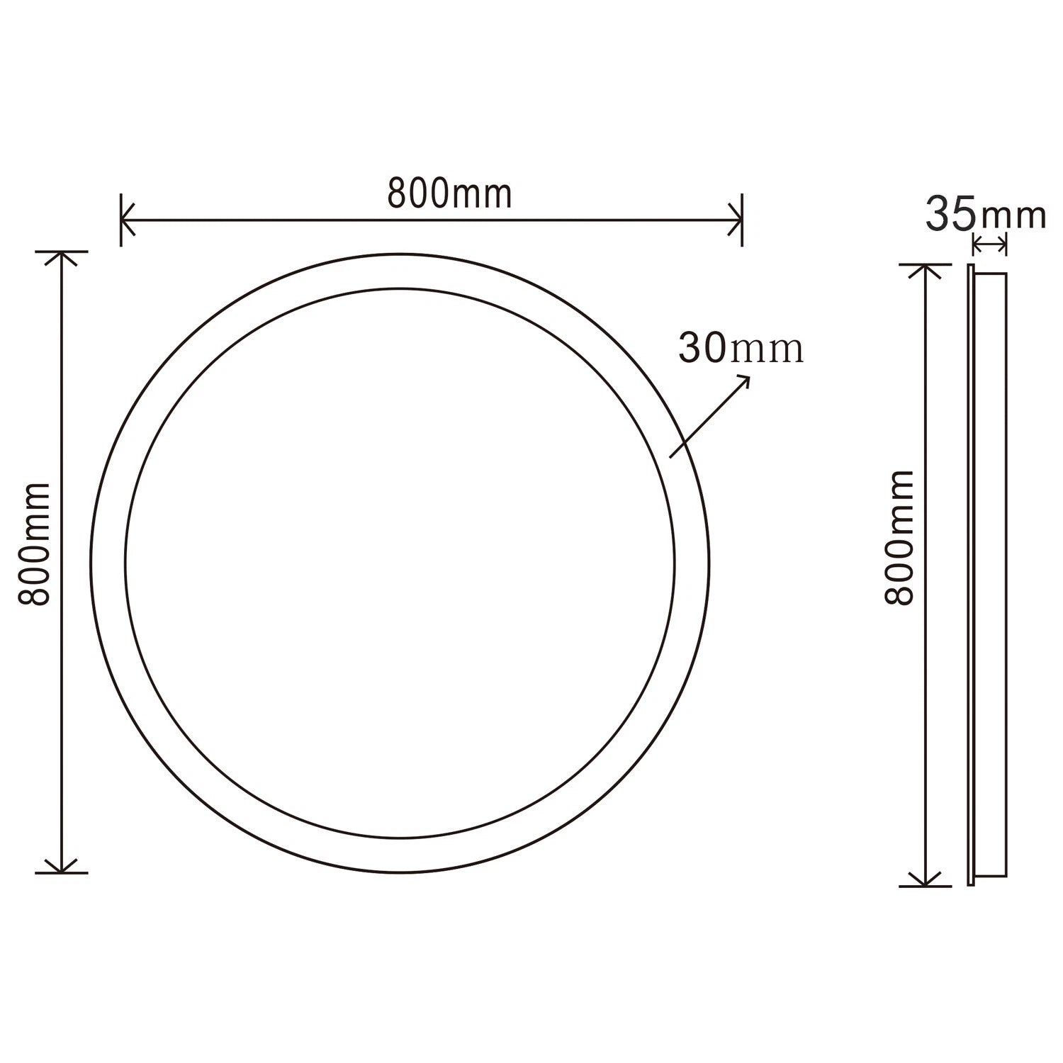 Velora Round 600/700/800mm LED Mirror – Cold White Light, Touch Sensor, Demister, Mains Powered (Minimalist Series)