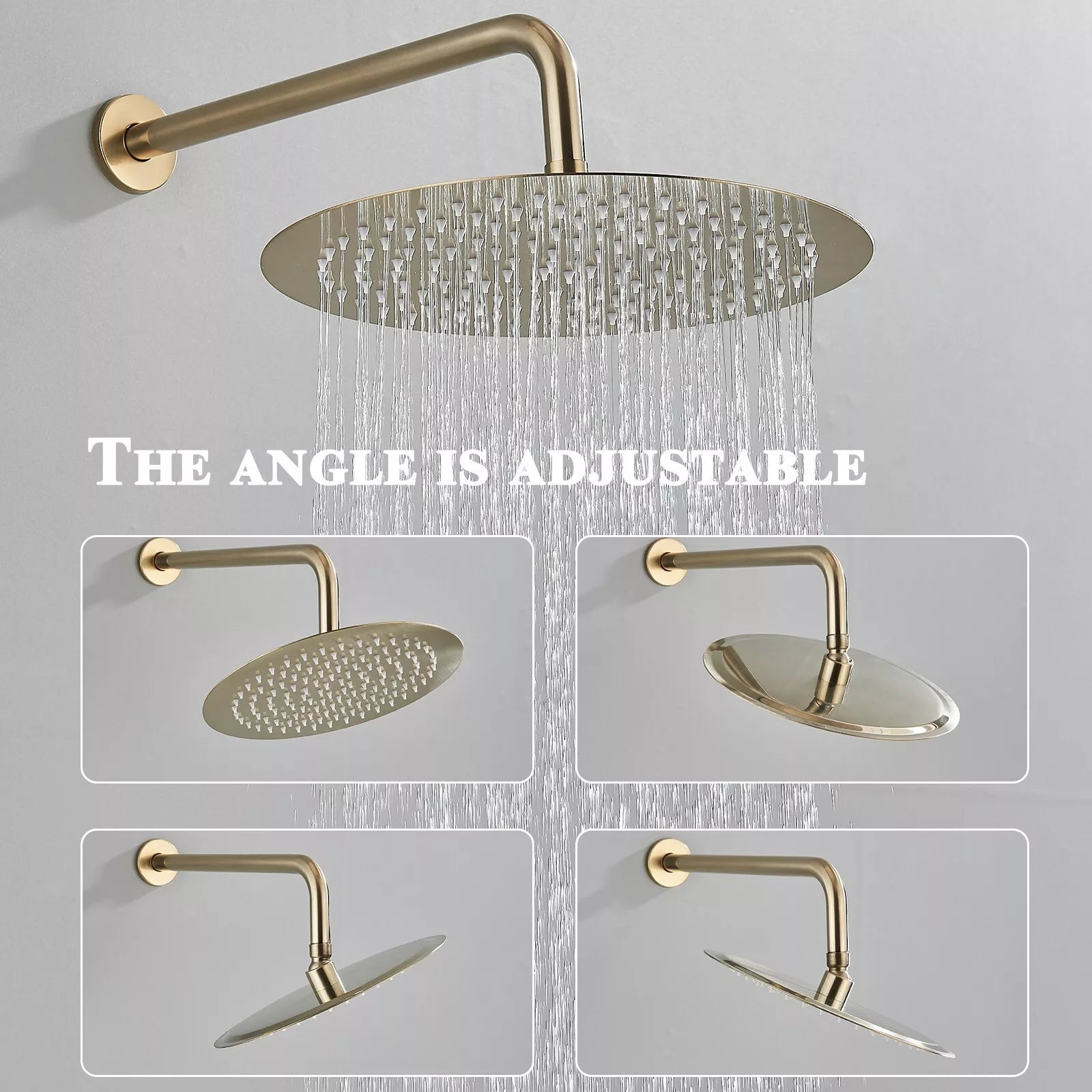 Aquari Brushed Gold 2-Way Concealed Shower Set with 8" Round Rainfall Head