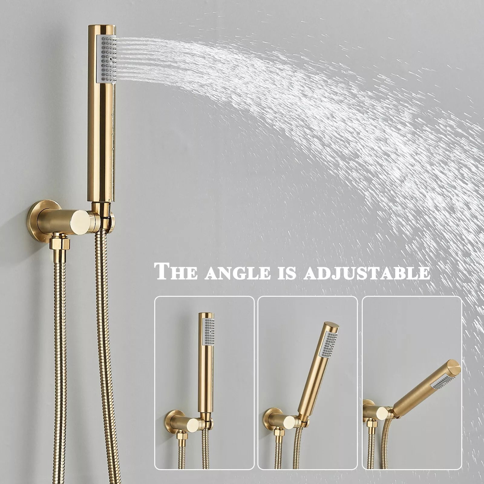 Aquari Brushed Gold 2-Way Concealed Shower Set with 8" Round Rainfall Head