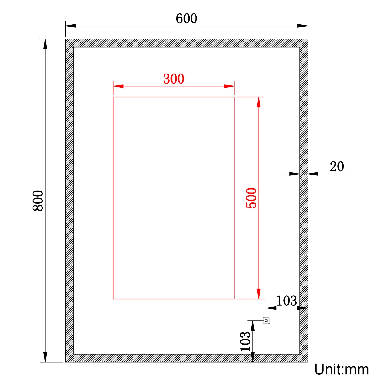 Luxore 600x800mm LED Mirror – Framed Backlit Design, Tri-Colour Dimmable Light, Shaver Socket, Demister Pad, Vertical/Horizontal
