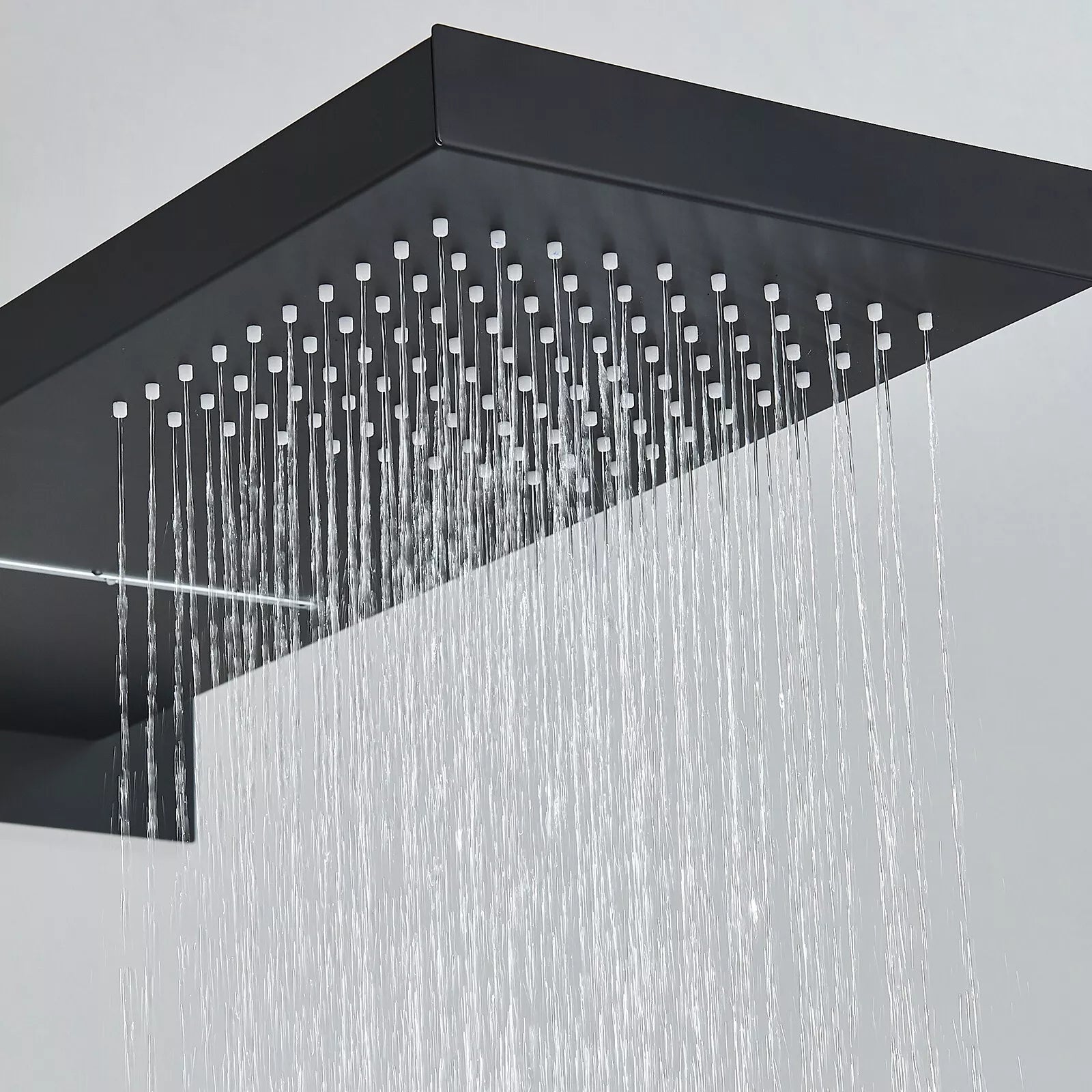 Aquari Matte Black Thermostatic Concealed Shower Set with 22x54cm Rainfall Head & Handheld Spray