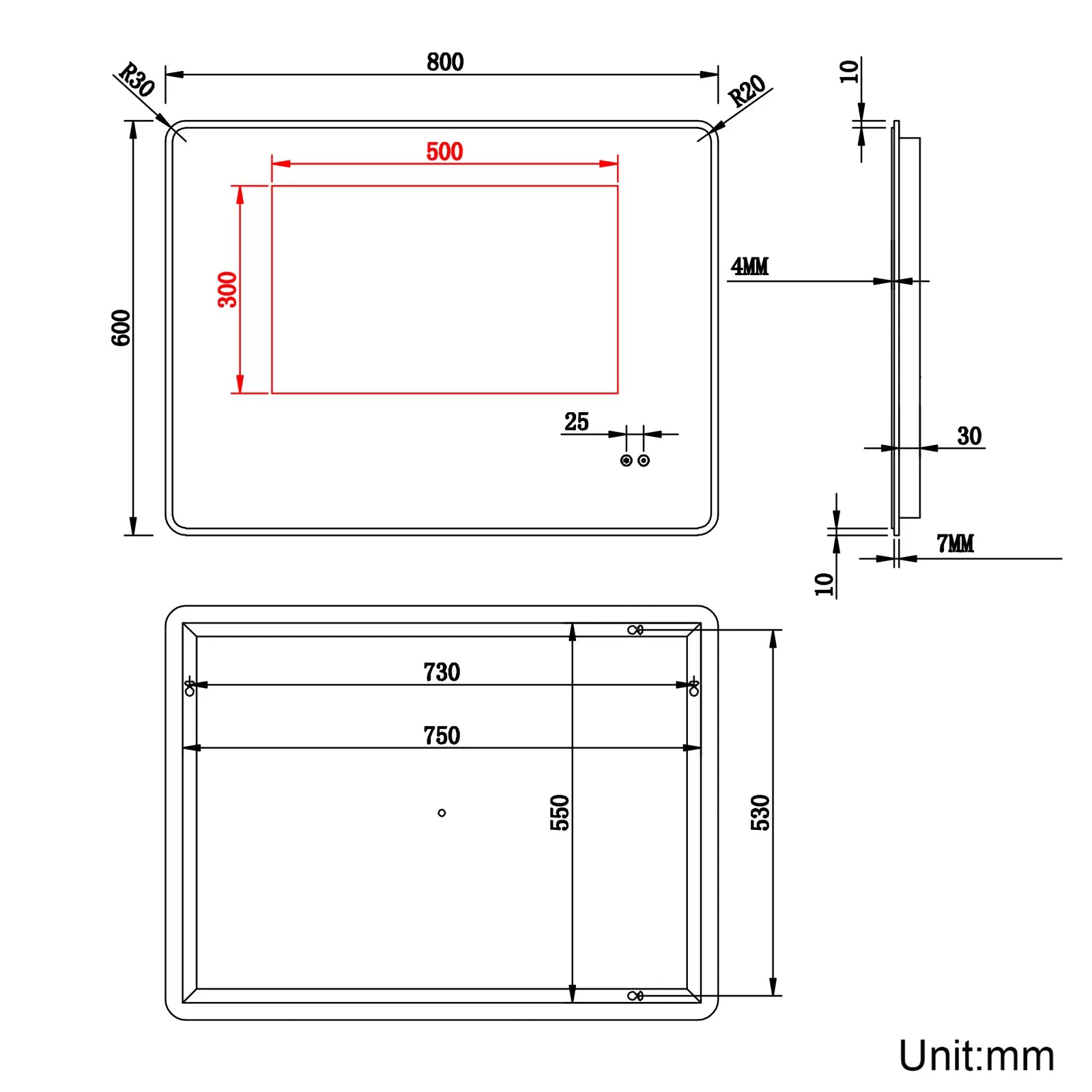 Velora HarmonyTone 800x600mm LED Mirror – Tri-Colour Light, Bluetooth Speakers, Shaver Socket, Touch Sensor, Vertical or Horizontal