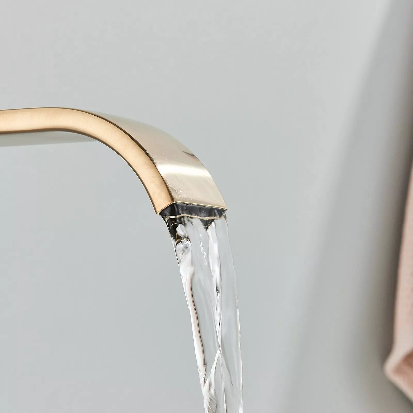 Aquari Brushed Gold Square Freestanding Bath Shower Mixer Tap with Handheld – Floor Mounted