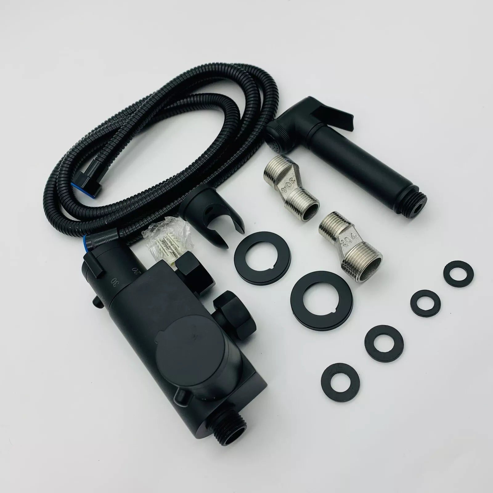 Velora Thermostatic Bidet Douche Spray Kit – Matt Black Brass Shattaf Handheld with Hose & Wall
