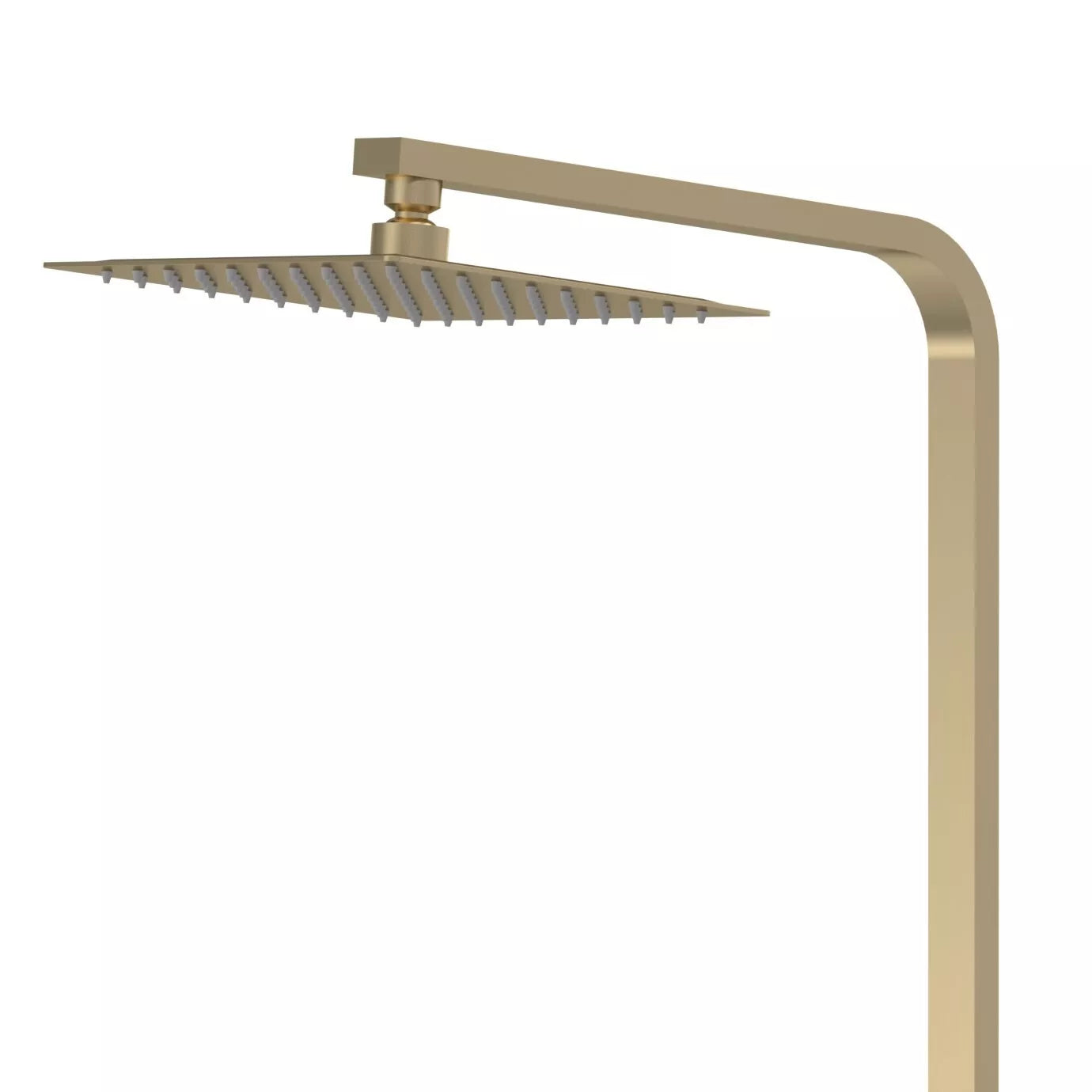 Nuie Brushed Brass Thermostatic Shower Set – Square Head & Handset, Twin Outlet Rigid Riser Kit