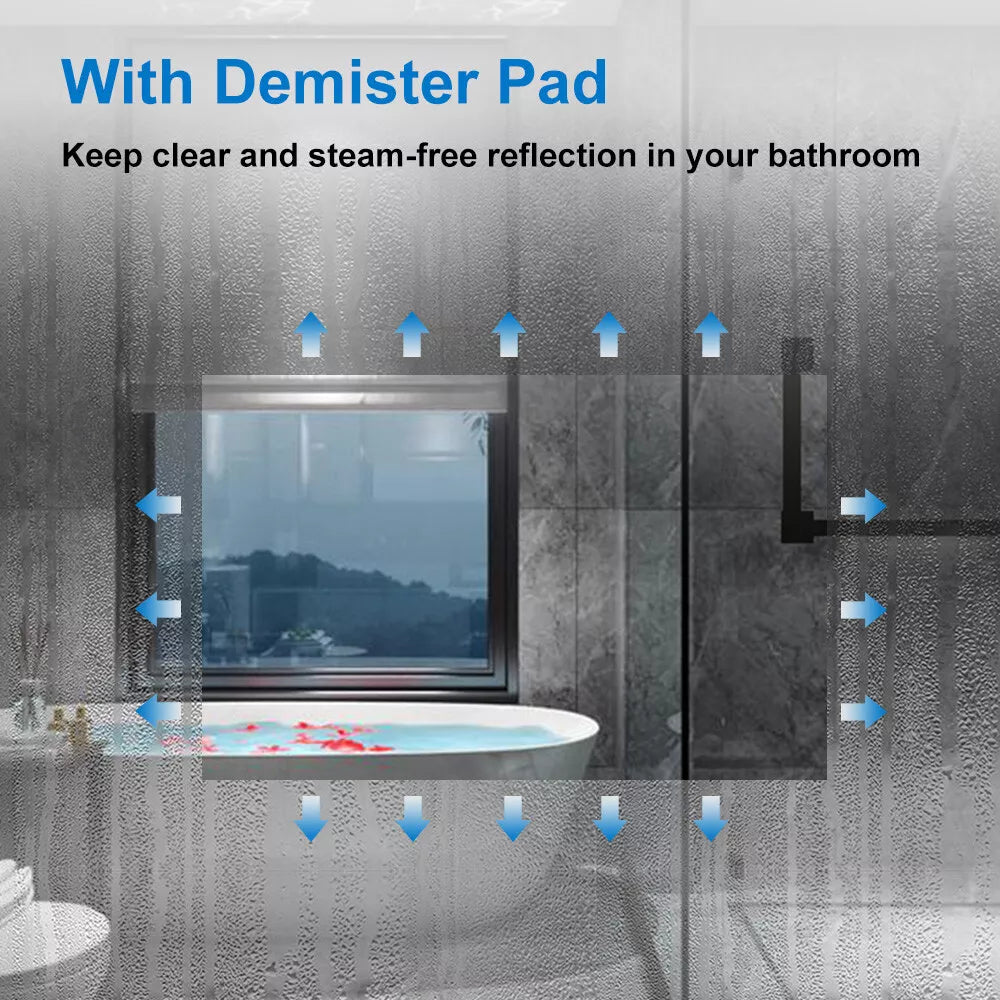 Auralux 500x700mm LED Mirror – Shaver Socket, Demister, Cold White Light, Touch Sensor, Vertical/Horizontal, IP44