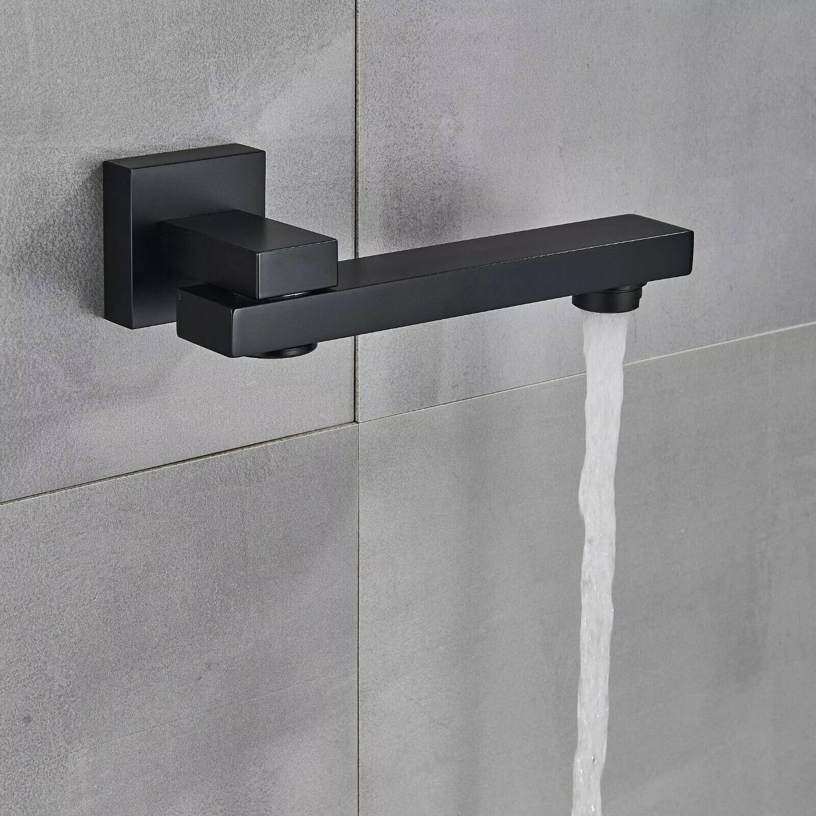 Aquari Matte Black Concealed 3-Way Shower Set – 40cm Square Rainfall Head, Handheld & Spout