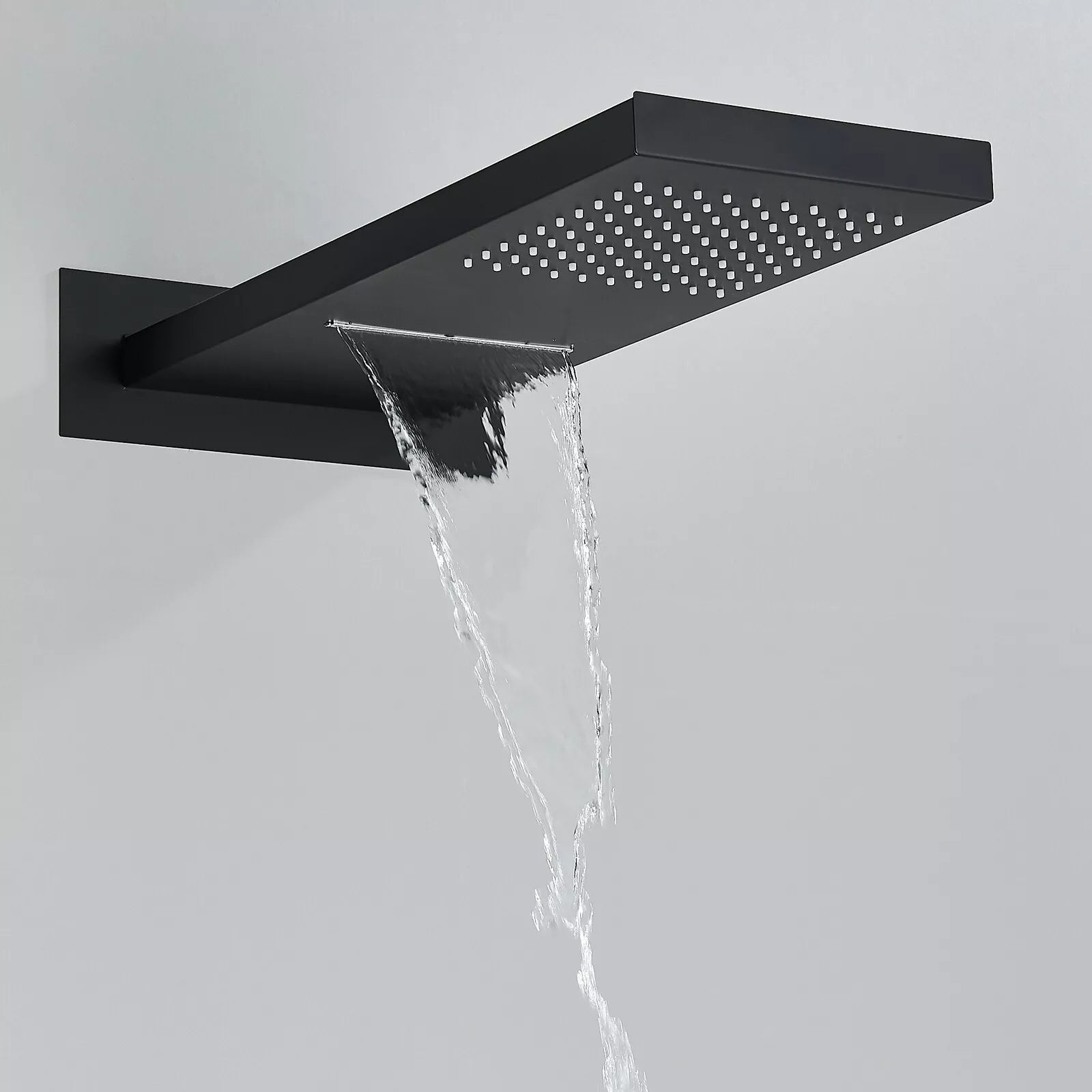 Aquari Matte Black Thermostatic Concealed Shower Set with 22x54cm Rainfall Head & Handheld Spray