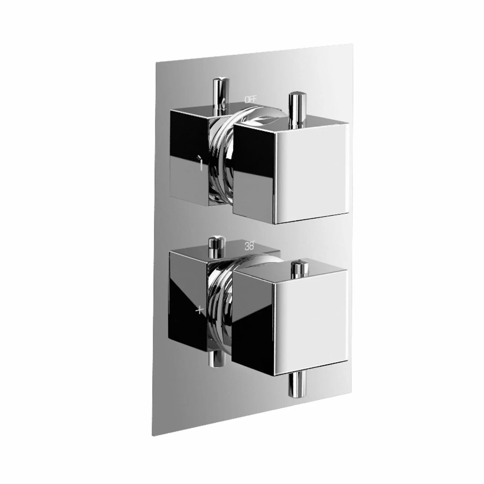 Aquari Concealed Chrome Thermostatic Shower Set – Square Rainfall Head, Handset & 2-Way Mixer Valve