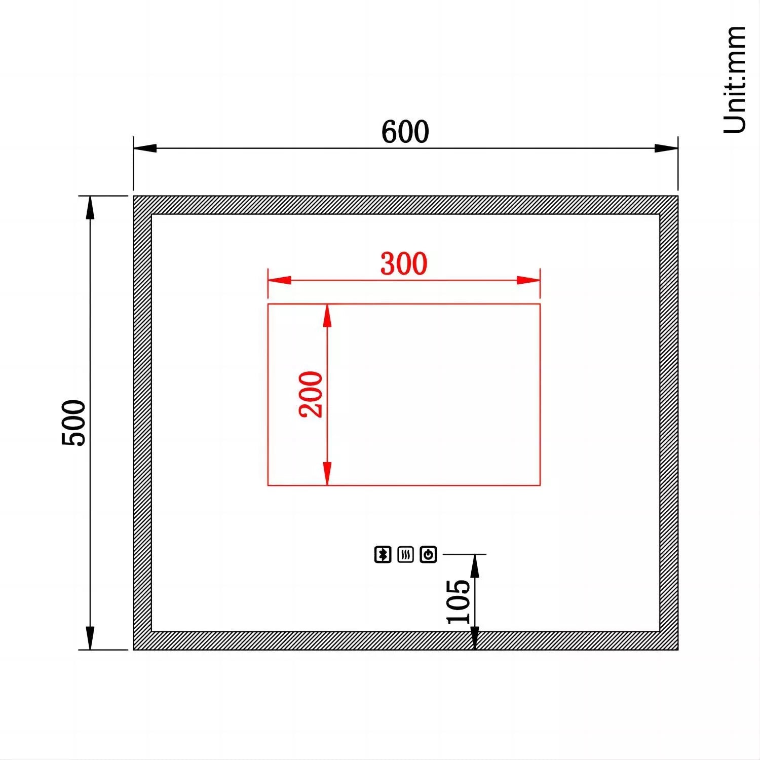 Velora 600x500mm LED Mirror with Bluetooth Speakers – Tri-Colour Light, Dimmable, Shaver Socket, Touch Sensor (Horizontal)