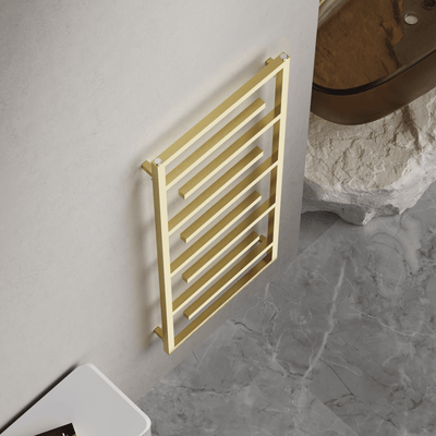 Salerno 1380x600mm Brushed Gold Heated Towel Rail – Large 10 Bar Ladder Radiator - TILES Paradise