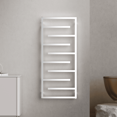 Salerno 1380x600mm Chrome Heated Towel Rail – Large 10 Bar Ladder Radiator - TILES Paradise