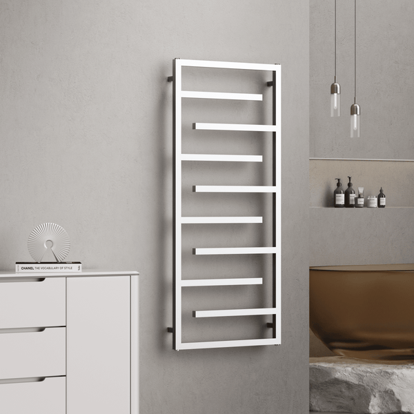 Salerno 1380x600mm Chrome Heated Towel Rail – Large 10 Bar Ladder Radiator